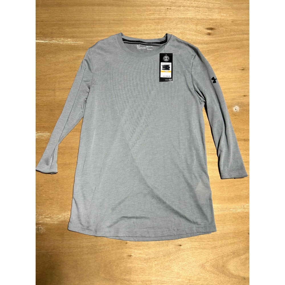 Under Armour T-Shirt Mens Small Gray Threadborne HeatGear Fitted 1326528 NWT